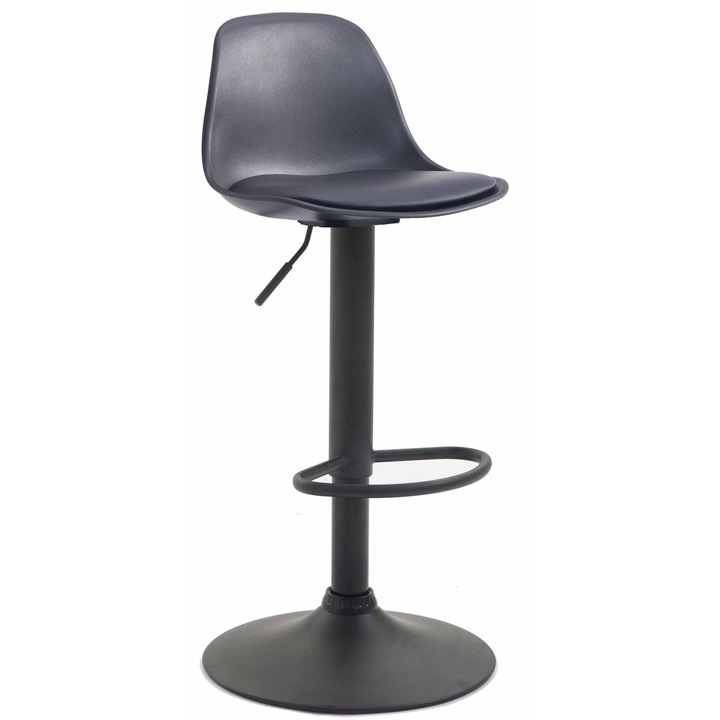 Scaun de bar Kiel, piele ecologica neagra negru