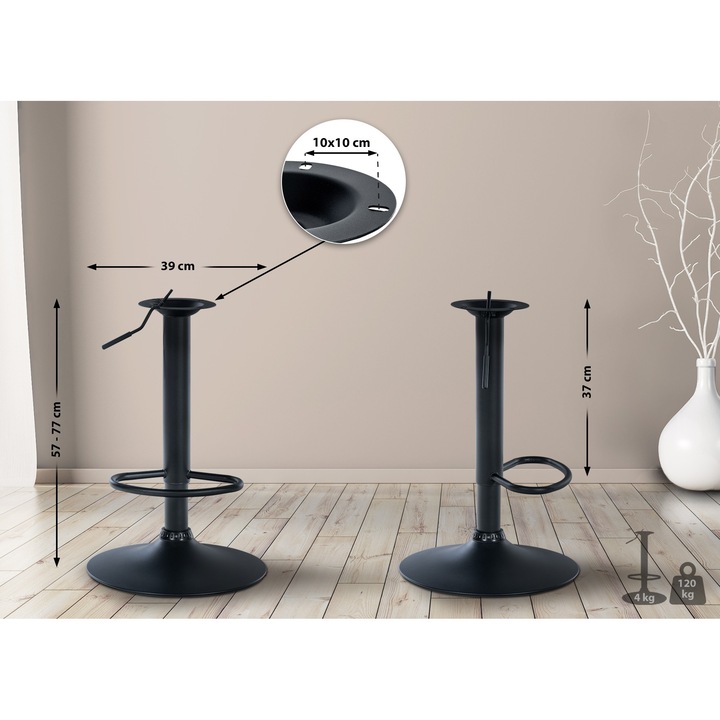 Cadru XL pentru scaun de bar 10 x 10 cm negru