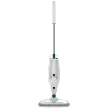 Mop cu abur Heinner SteamStrike HSM-M1400WH-BL, 1400W, capacitate rezervor apa: 420 ml, timp incalzire 15s, debit abur 21/27 g/min, temperatura abur 130°C, 2 lavete incluse, alb