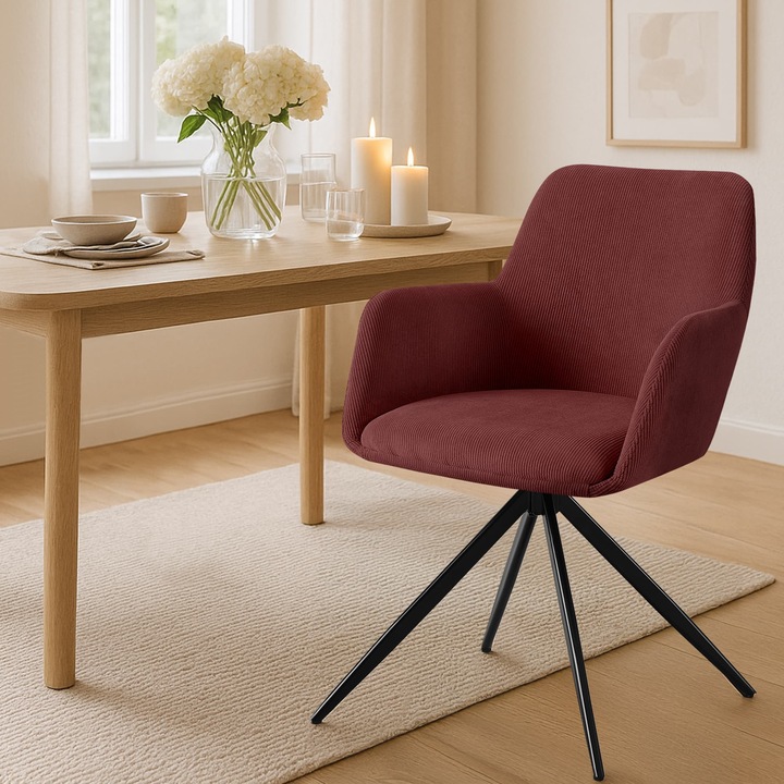 Scaun de masa Olema Cord rosu visiniu