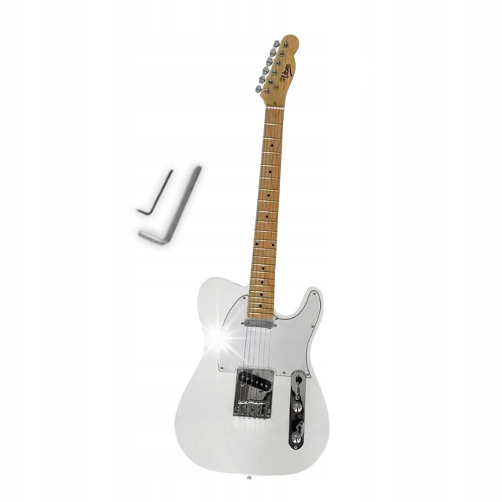 Електрическа китара V-Tone, Telecaster 4/4, бяла, 22 прагчета, 3.8 кг