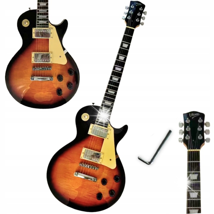 Електрическа китара, V-Tone, Les Paul 4/4, 99 см, кафява, дърво