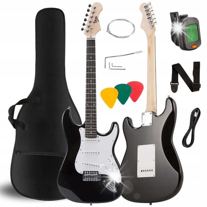 Електрическа китара, V-Tone, пълен комплект, черна