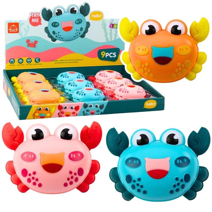 Leantoys interaktív mozgó rák játék, minőségi vinilből, 3+ éves gyermekeknek, többszínű, 1 db