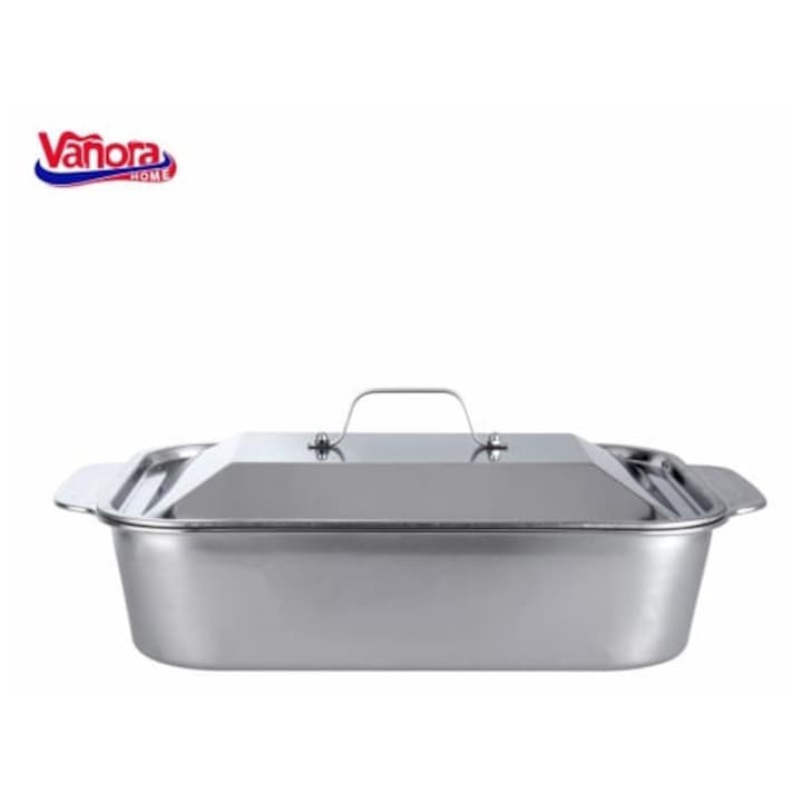 Inox tálca fedővel, mérete 36.5x22x7 cm, Zira