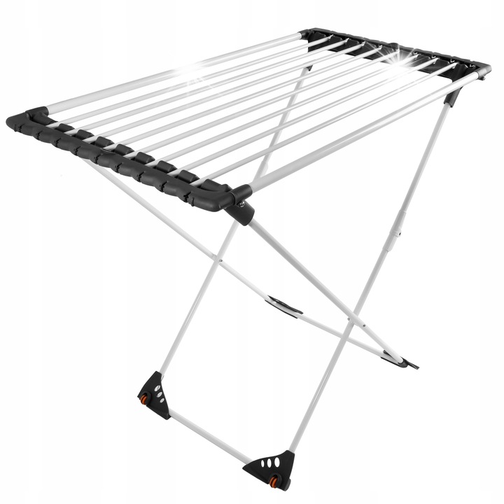 Телескопична поставка за пране, GMM Group, регулируема ширина 105-185 см, с транспортни колелца