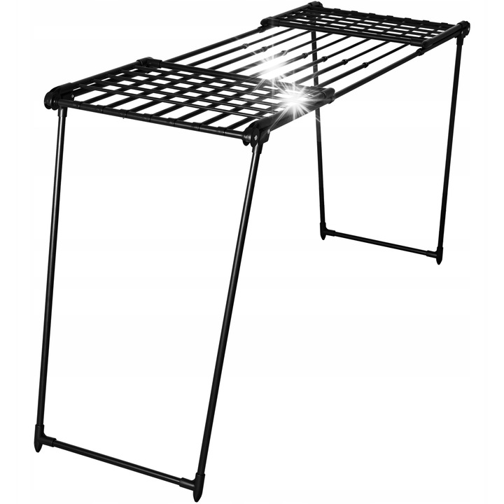 Сушилник за дрехи Gockowiak, телескопичен, матово черен, капацитет 32 кг, размери 118x193-263см