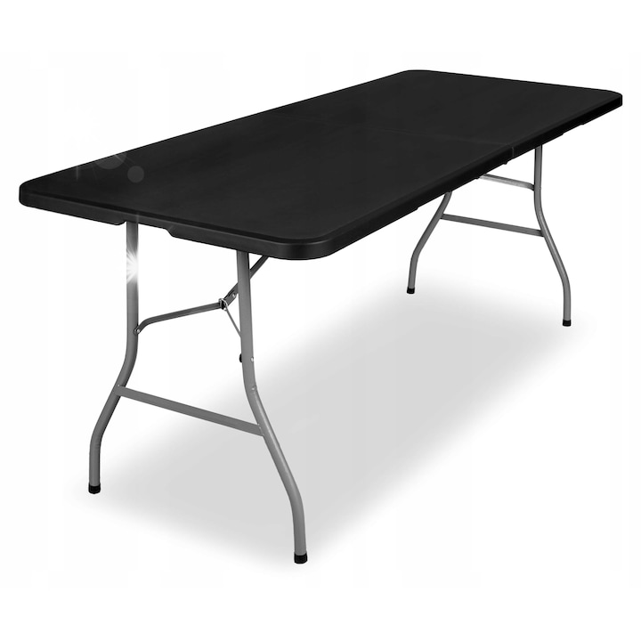 Сгъваема маса за кетъринг, 180 см, стомана/полиетилен, черна