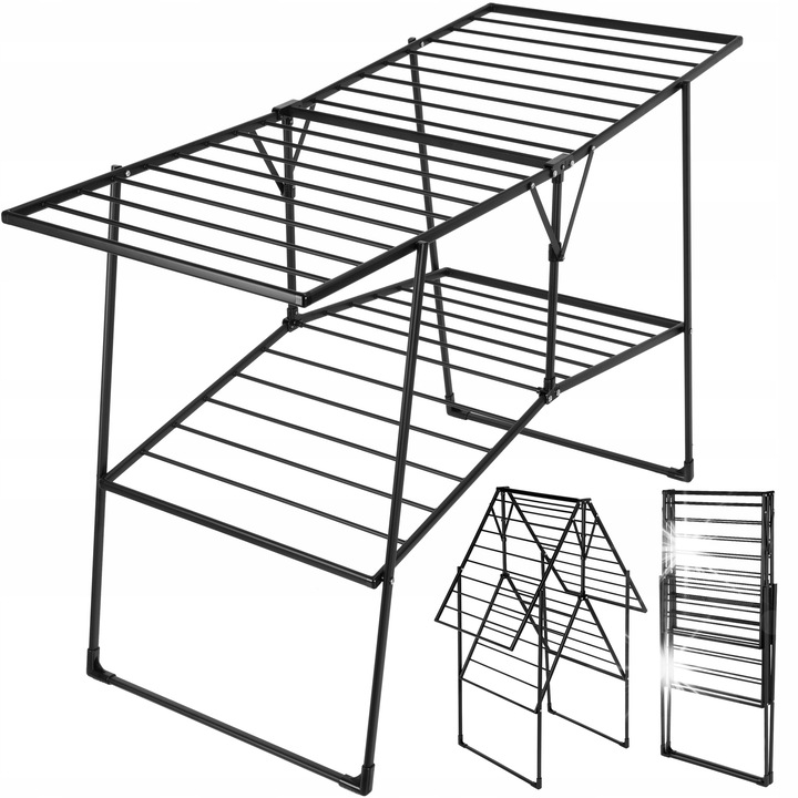 Сушилник за дрехи Gockowiak, 2 нива, 25м повърхност, черен, 162x67,5x103см