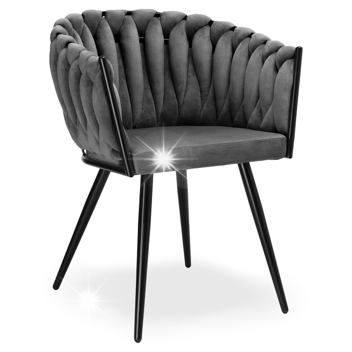 Тапициран стол eHokery Aston, графит, 78x60x53cm, с облегалка от кадифена плетка