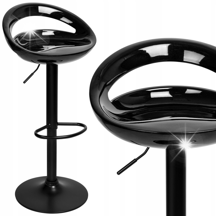 Бар стол, eHokery, черен, регулируема височина 77-97 см, модерен дизайн