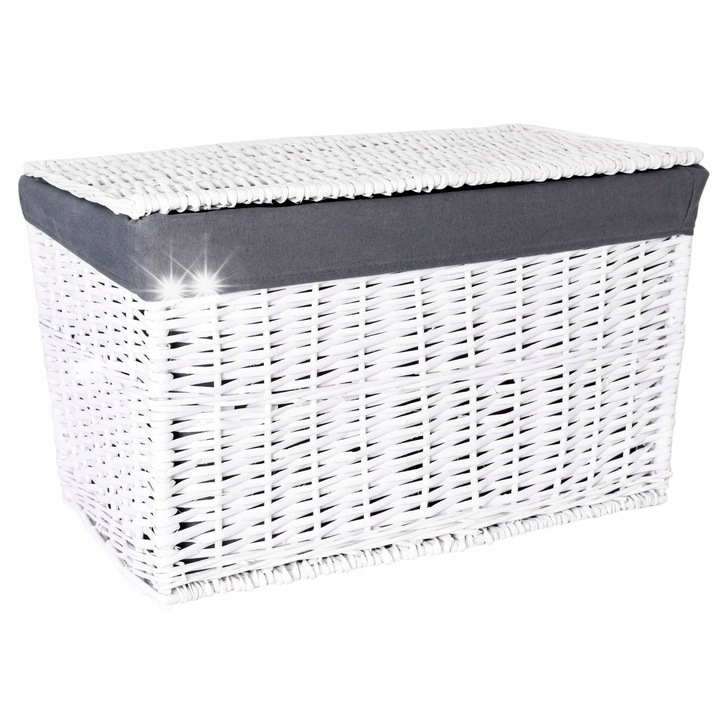 Кош за пране, GMM Group, ратан, 160L, бял/сив, 76x46x46см