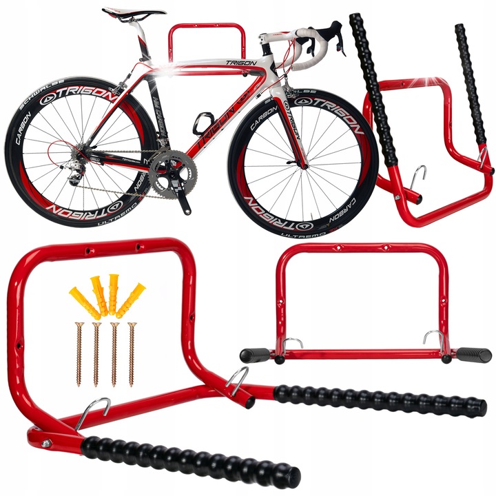 Стойка за съхранение на велосипеди Gockowiak, червена, 40 кг, за 2 велосипеда, размери 29x42 см