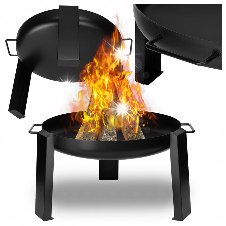 Огнище за градина Hogar, 60 см, чугун/стомана, черно, с 3 стабилни крака
