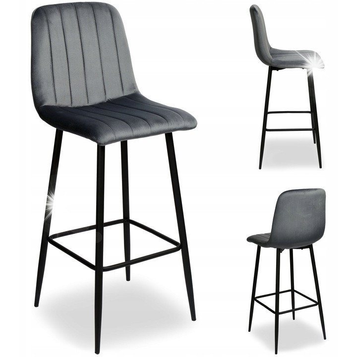 Бар стол eHokery Toronto, графит, 110x43x50см, ергономична опора, лофт дизайн