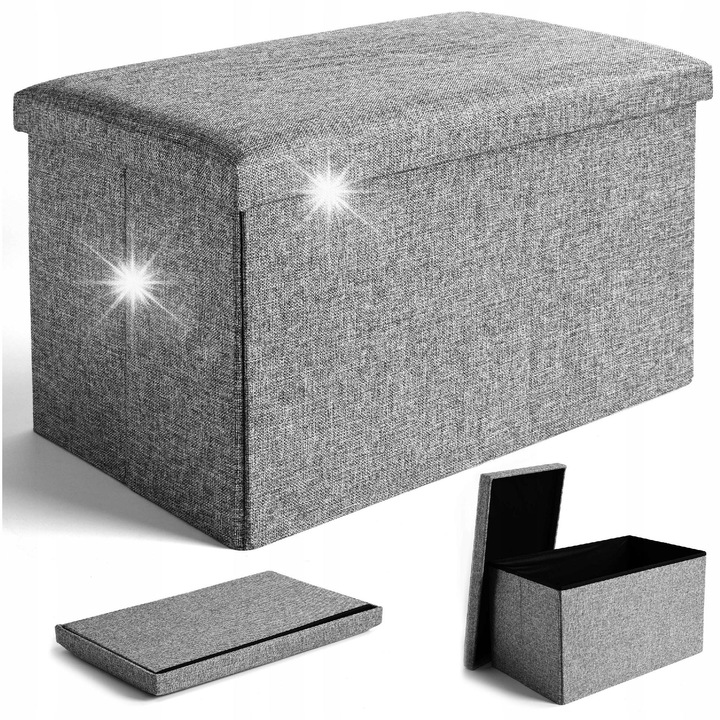 Сгъваема табуретка с отделение за съхранение eHokery, сива, 37x61x38см