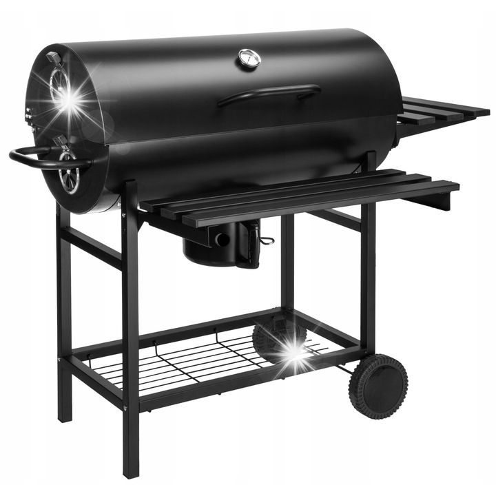 Градинско барбекю на дървени въглища Barel, 2 хромирани решетки, вграден термометър, мобилно, 93x111x64см