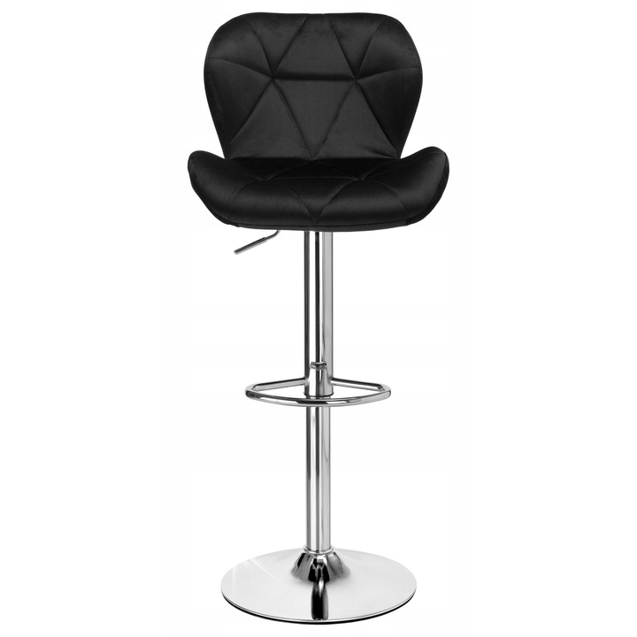 Бар стол Gordon, черен, кадифена тапицерия, регулируема височина, въртящ се, 111x49x35см