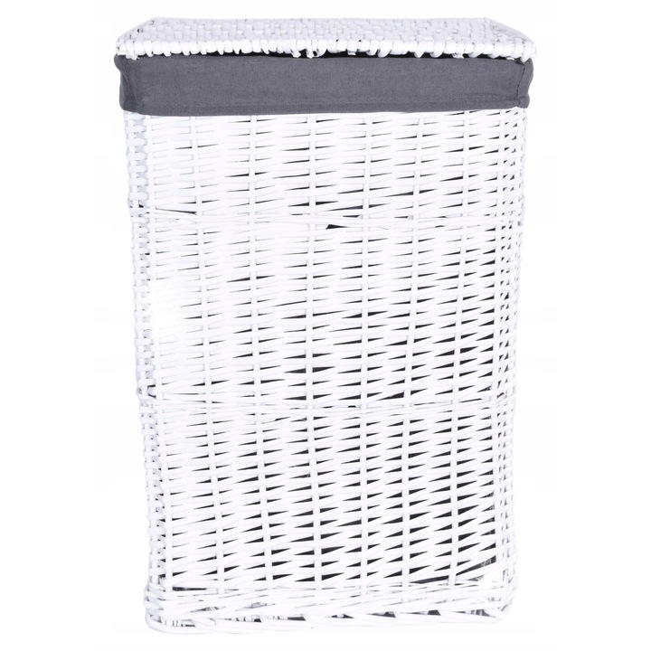 Кош за пране от ратан, GMM Group, 72L, бял, 60x40x30см