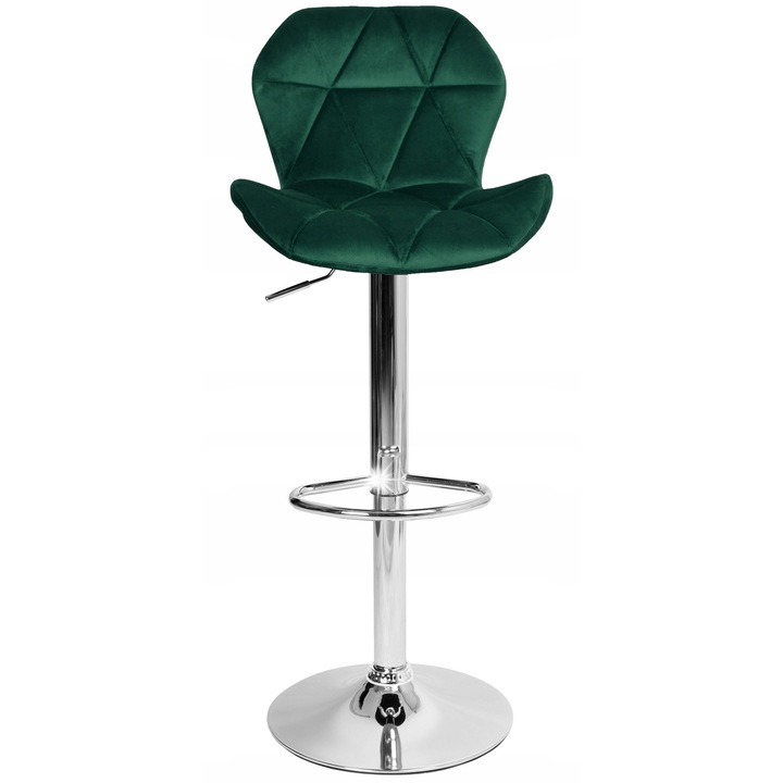 Бар стол GORDON, тъмнозелен, 75x54см, регулируем, въртящ се, с ергономична опора