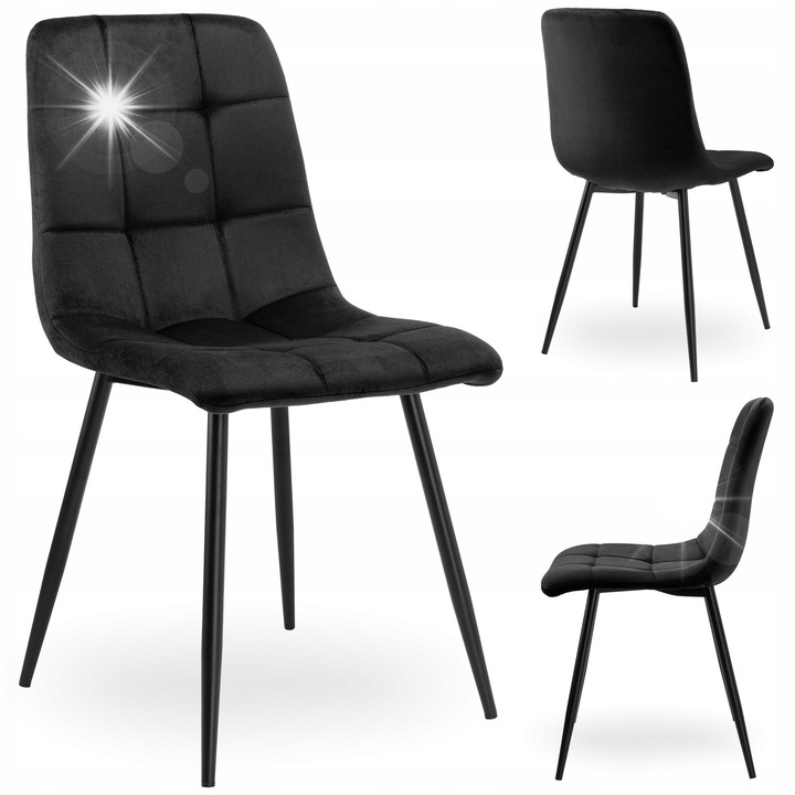 Стол DENVER, черен, кадифе, 86x44x55см, скандинавски дизайн