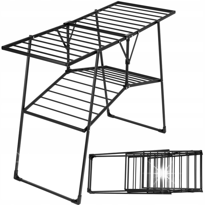 Сушилник за дрехи Gockowiak, две нива, 19м повърхност, черен, 130x53x96см