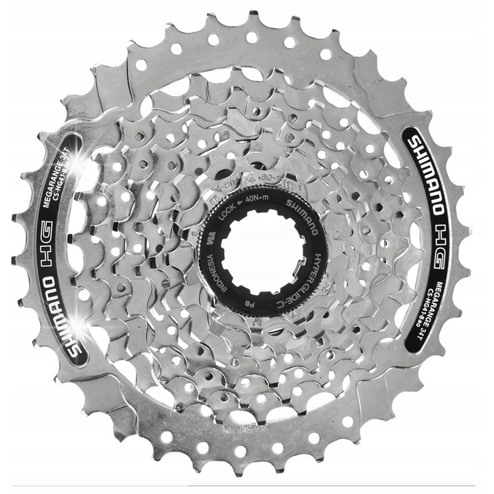 Shimano CS HG41-8 kerékpár kazetta, 8 sebességes, 11-34T, acél, tartós