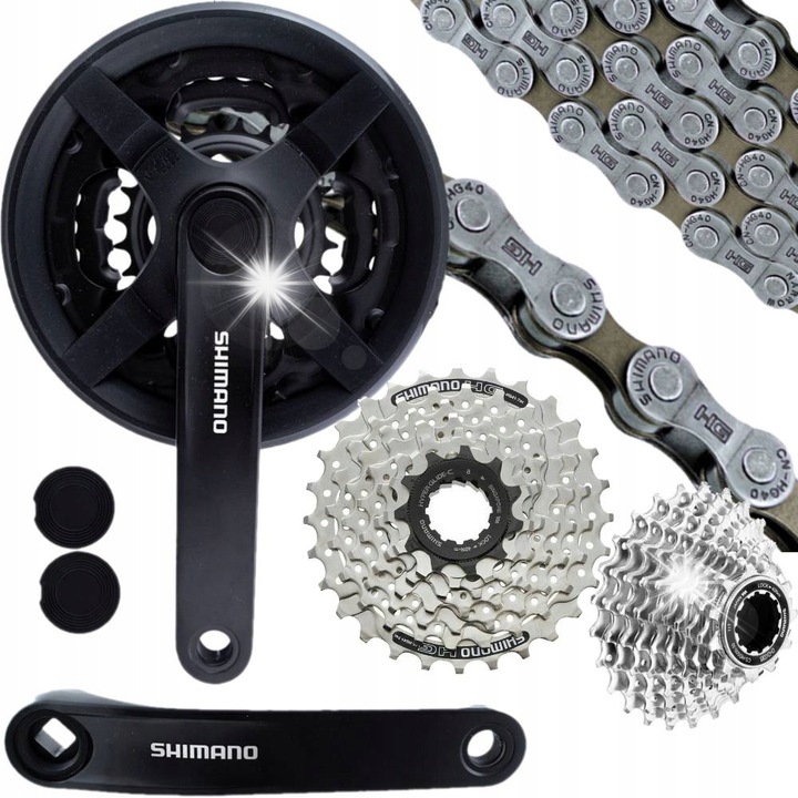 Shimano 8 sebességes hajtáslánc szett, HG40 lánc, CS-HG418132 11-32 fogaskoszorú, 42/34/24 lánckerék, 170mm