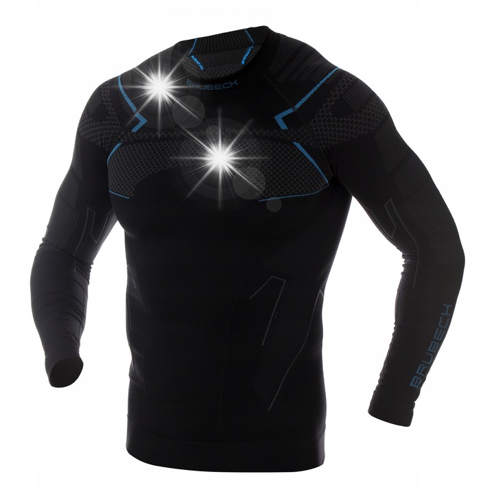 Термо блуза за ски, Brubeck Thermo, черно-синьо, 63% полиамид, безшевна технология, M INTL