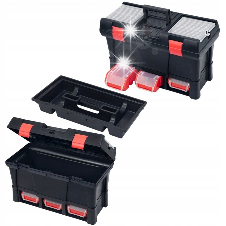 Кутия за инструменти Patrol STUFF Module Semi Profi, 3 контейнера, 525x256x325mm, черно-червено