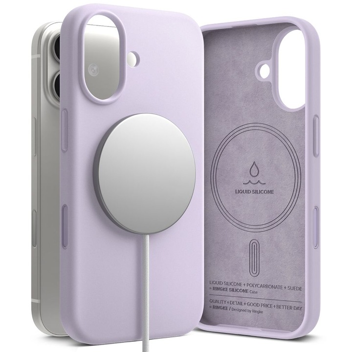 Husa Ringke Silicon MagSafe, violet deschis, pentru iPhone 17
