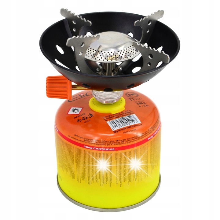 Комплект къмпинг газов котлон Elico, 2200W, 4 газови патрона 220гр, 34x27x10см, метал