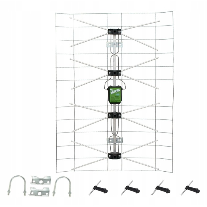 Външна телевизионна антена BLOW, модел с усилвател 30dB, устойчива на смущения, 800x600mm, многоцветна