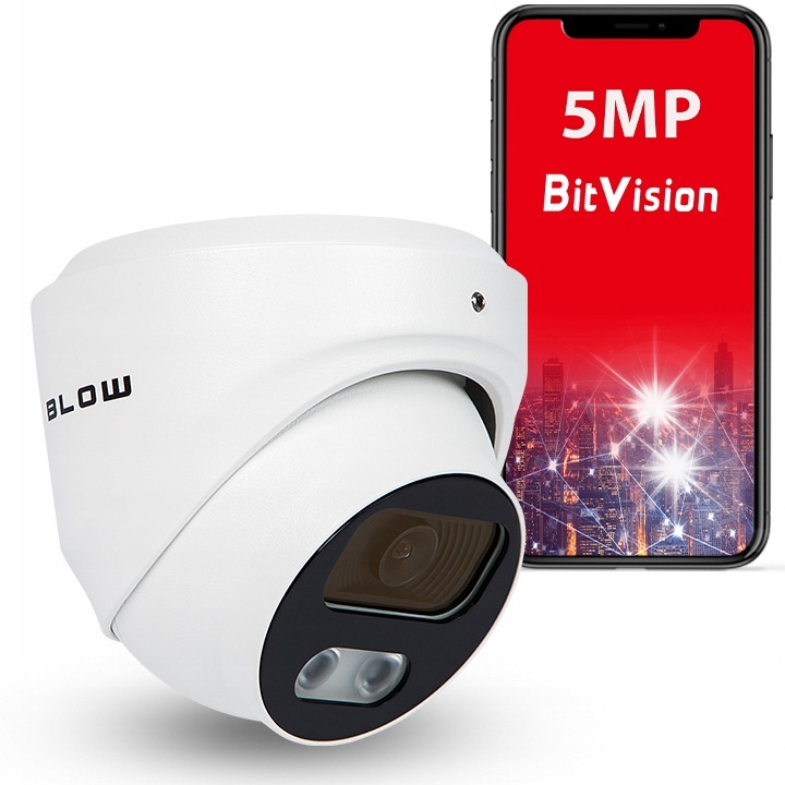 Камера за наблюдение, BLOW, IP POE 5MP, детекция на движение, бяла, 96x91mm