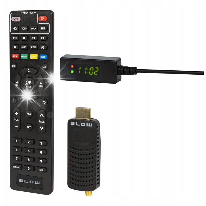 Цифров телевизионен тунер BLOW 7000FHD MINI, Full HD, PVR, 78x28x14 мм, пълен комплект