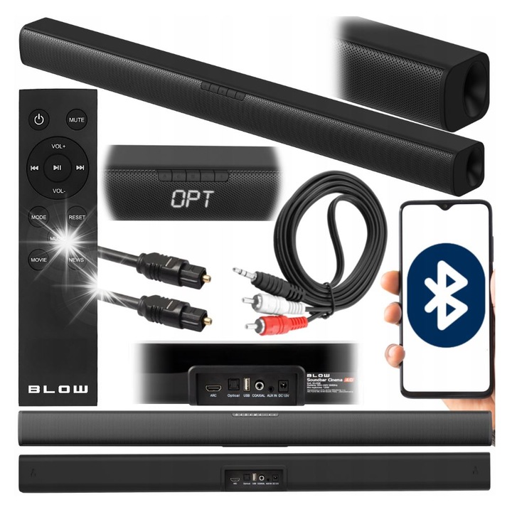 Саундбар Bluetooth BLOW CINEMA 4.0, 120W, USB, HDMI, черен, 78x6x6см