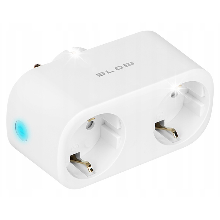 Смарт WiFi контакт BLOW, двоен, 16A, 3600W, 108x52x84мм
