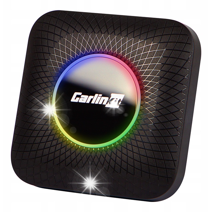 Безжичен адаптер Carlinkit TBOX Ambient RGB 4/64GB, CarPlay, Android Auto, черен, 78,6x78,6x18,5mm