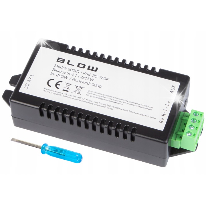 Bluetooth аудио усилвател Blow 2x15W, 135x55x30mm, 4.1
