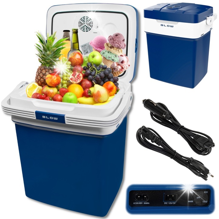 Хладилник за кола BLOW 28L, охлаждане до 8°C, нагряване 60°C, преносим, 12V/230V