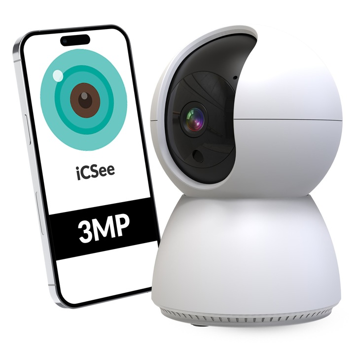 Camera de supraveghere BLOW, rotativa, WiFi, 3MP, audio, 10m IR, set complet