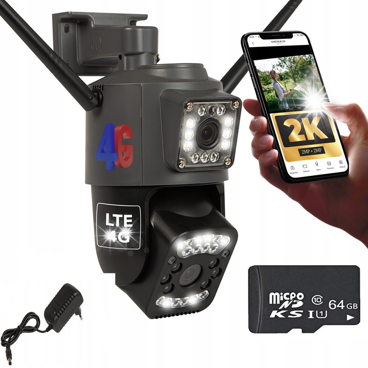 4G LTE BLOW H-342-B камера за наблюдение, 2MP, детекция на движение, графит, комплект с microSD карта 128GB