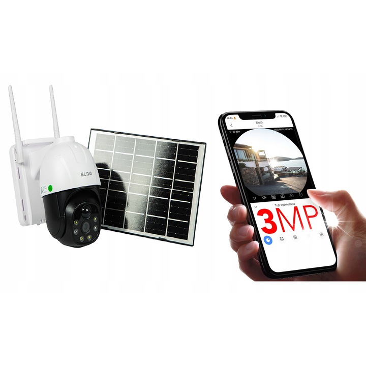 Ротационна соларна камера H-393, 3MP, 4G, двупосочно аудио, със соларен панел и акумулатор, пълен комплект