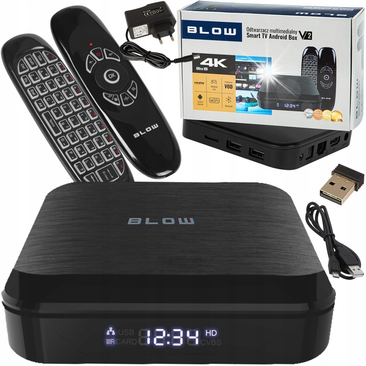 Smart Box TV BLOW Smart Box TV Android 12 4K, WiFi, Bluetooth, комплект с дистанционно управление и HDMI кабел