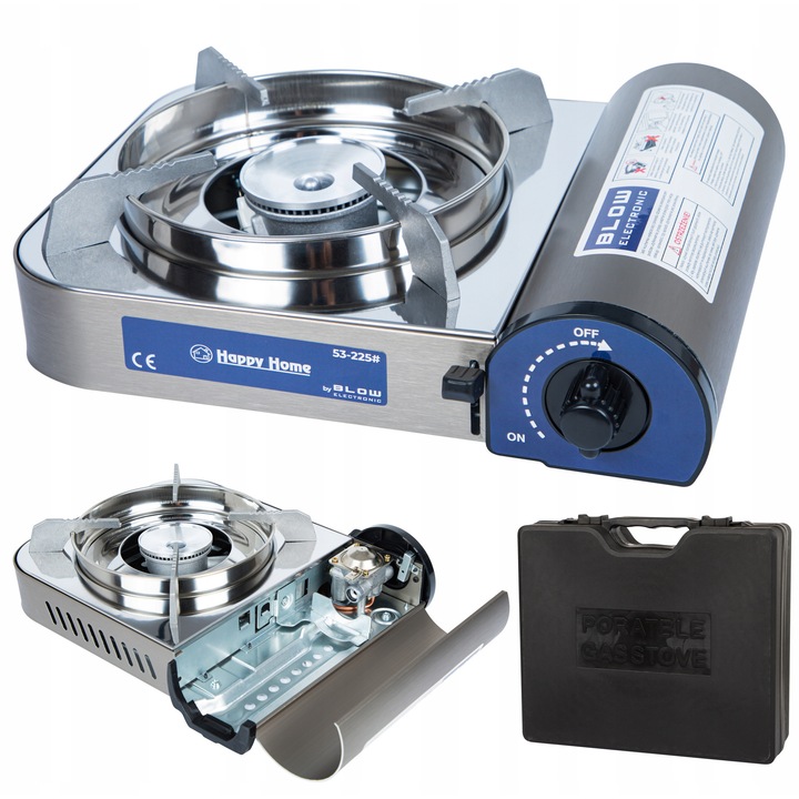Túrista gáztűzhely, BLOW, 2,9 kW, 31x27x7 cm, készlet tokkal