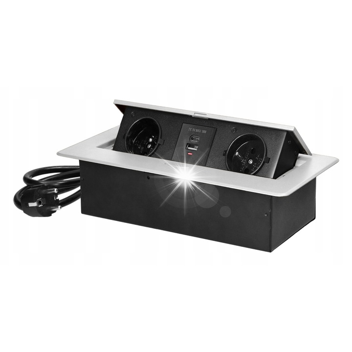 Скрит вграден контакт за плот, 2 USB порта, 1,5м