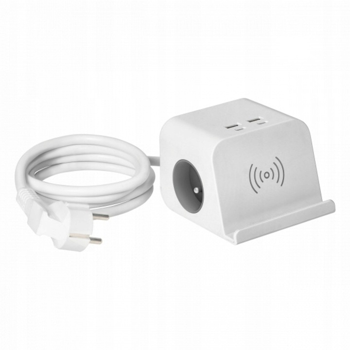 Удължител с USB зарядно устройство, ORNO, 4x USB, 1.4м, 3680W, IP20, 100x71x94мм