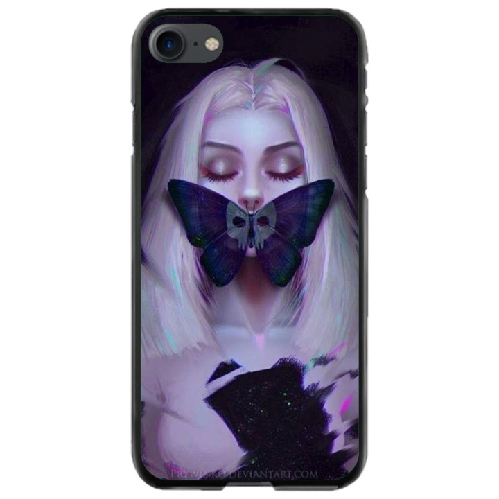 Husa personalizata si Folie de Silicon pentru Apple iPhone 8, Butterfly Mouth #1, S1D1M0351, Atlas