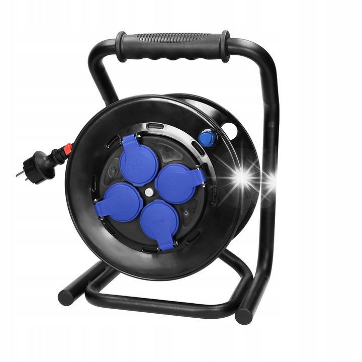 Удължител на макара ORNO 4 контакта 20м, кабел H07RN-F, IP44, против усукване