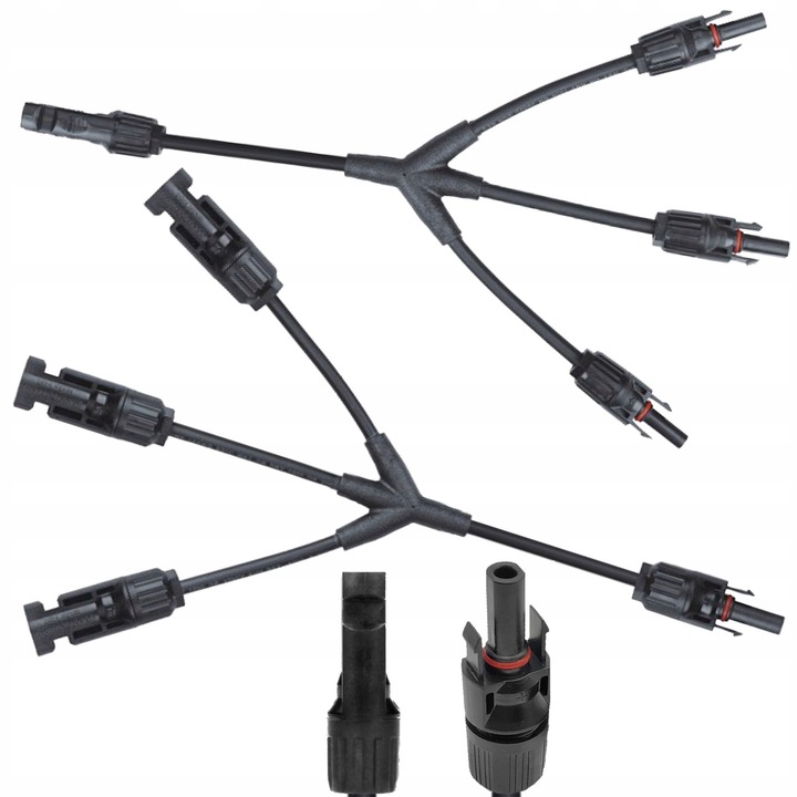 Разклонител за MC4 конектор Orno OR-PV-13607, тип Y, за кабели 1,5-6 mm², 30 A 1000V DC, IP67, черен